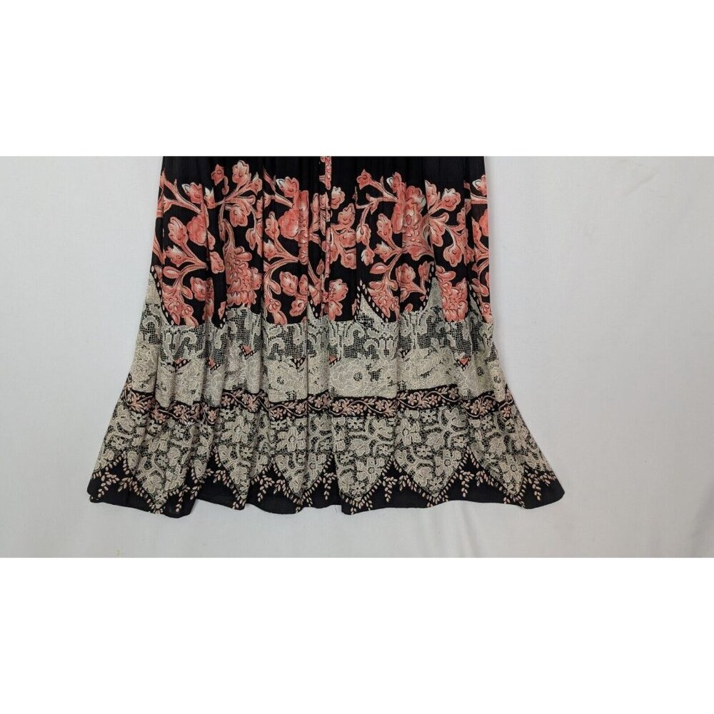 Vintage 90 Y2K Carol Little 12 Maxi Dress Patchwork Floral Tie Front Bohemian - Picture 6 of 14